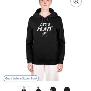 Black Graphic Hoodie with 'Let's Hunt' Design